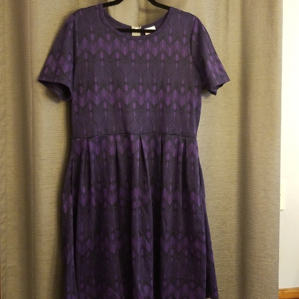 LulaRoe Amelia Dress 3xl Purple & Black